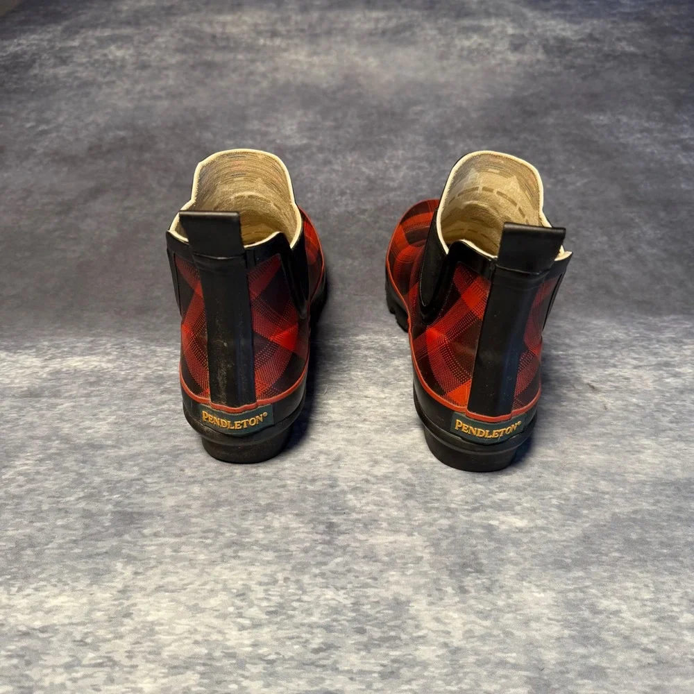 Pendleton Womens Red Buffalo‎ Plaid Chelsea Rain Boots Rubber Size 7 Waterproof